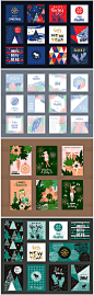 创意手绘色块图案圣诞海报封面模板ai矢量系列贺卡券平面设计素材-淘宝网