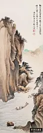 胡若思(1916~2004)&lt;山水情&gt; 字遐思，号琴人，画室名勰一斋。江苏镇江人。父长于古书画鉴赏，自幼受其薰陶。9岁入“大风堂”，拜张大千为师，是张大千的大弟子，14岁随师东渡日本，举办童年个人画展。擅山水画，艺术生涯近八十载，山水花鸟、人物走兽无一不能，工笔写意、青绿泼墨无一不精。