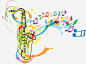 彩色萨克斯与音符背景高清素材 音乐水彩涂鸦萨克斯音符 免抠png 设计图片 免费下载