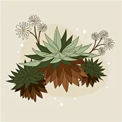 安弟斯菊植物拟人插画矢量图设计素材