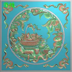 Y-006精雕图灰度浮雕图雕刻荷鱼