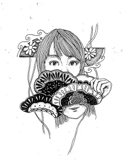 人物黑白线稿装饰画