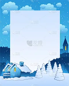 小的,乡村,冬天,建筑结构,云,雪,艺术品,烟囱,绘制,下雪