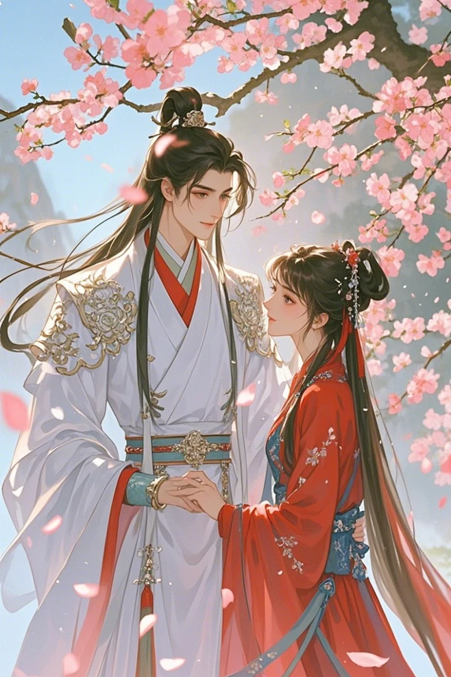 月夜啸声AI试验-古代情侣图片_古风双人男女图片素材-花瓣网