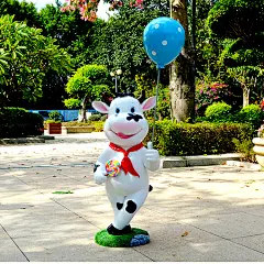 户外玻璃钢动物卡通奶牛雕塑摆件幼儿园牧场景区摆设美陈装饰模型-淘宝网
