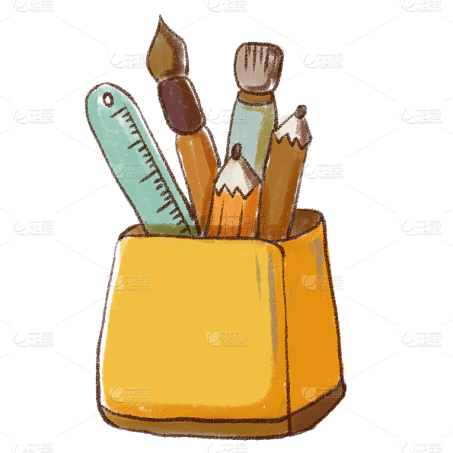 手绘-日系森林手帐元素贴纸-笔盒