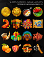 Slots Symbols Game Assets Set 2, Isaiah Bolima : High Symbols Designs for Theme Slot Games 

https://play.google.com/store/apps/details?id=com.megarama.slotswow  
Copyrighted Megarama Games LTD