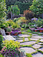 flagstone patio with moss filler