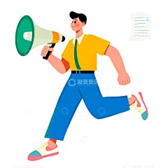 手拿喇叭招聘奔跑人物高清模板免费下载-趣麦麦图