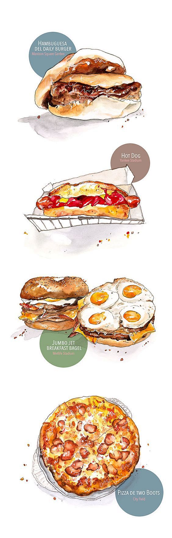 watercolor food illu...