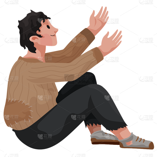 手绘-人物插画贴纸-流浪者1