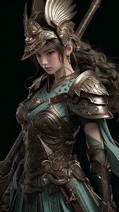 AI国风女将军战士插画素材 人物盔甲服装设计参考 游戏原画角色-淘宝网-花瓣网