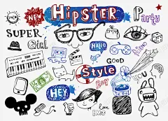 可爱欧美小涂鸦插画矢量图 页面网页 平面电商 创意素材