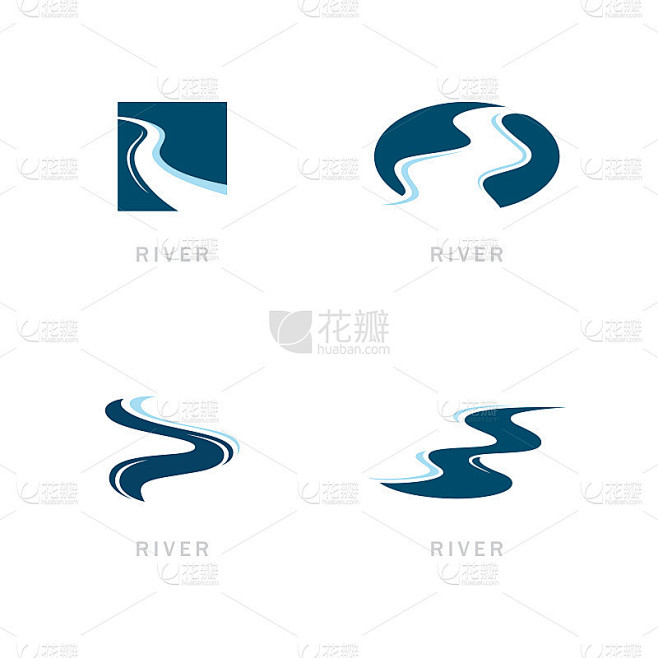 河流标志矢量图标插图设计