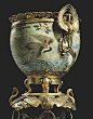 AN IMPORTANT FRENCH 'JAPONISME' CLOISONNE ENAMEL, GILT AND PATINATED BRONZE JARDINIERE-ON-STAND
, BY CHRISTOFLE ET CIE., DESIGNED BY EMILE REIBER, PARIS, DATED 1874 
 : BY CHRISTOFLE ET CIE., DESIGNED BY EMILE REIBER, PARIS, DATED 1874 
