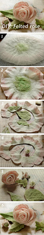 A clever way to do a felted rose (Валяем розу из шерсти)