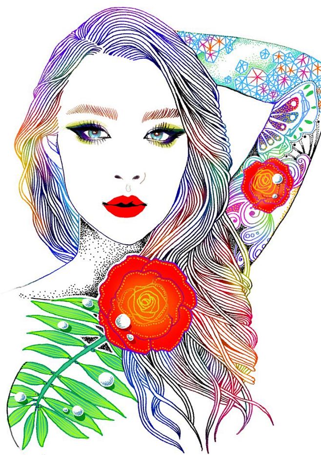 插画素材 #头像# #背景图# #水彩#...