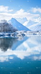 冬天冬季冬日山川雪山风景场景背景