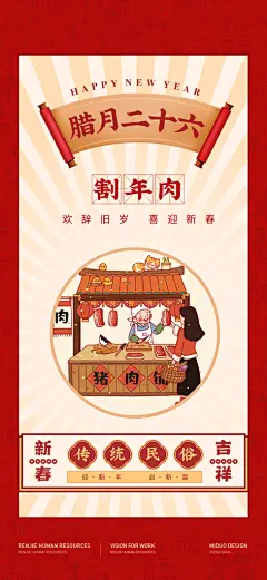 腊月春节习俗系列海报