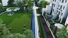 高档小区绿化房地产楼盘鸟瞰摄影图