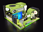 3D black booth design egypt Exhibition  green Stand