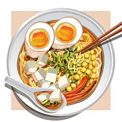 味增拉面日式面条拉面食品插画矢量图素材