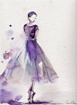 Ballerina Original Watercolor Painting Ballet Dance Watercolor Art Purple Scale: 9x11.5 (23x29cm) Medium: Saint-Petersburg Watercolors White Nights on: 