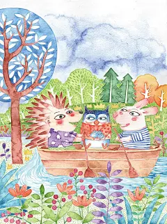 唯美手绘水彩插画系列-一只美丽的大公鸡图片下载