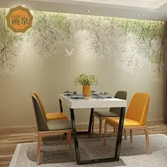 北欧餐厅个性艺术主题背景壁画墙纸卧室沙发影视墙画唯美壁纸定制-淘宝网