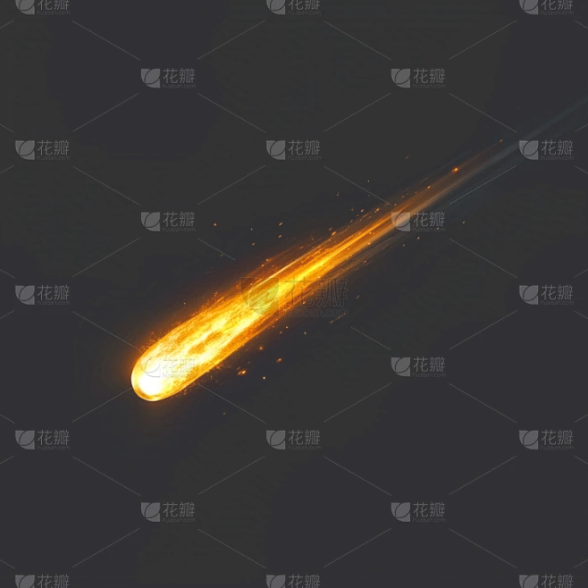常规内容-特效系列黄色拖尾流星光效素材-花瓣网