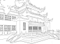 场景线稿 古风