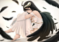 %20-%20258393%20albedo%20barefoot%20black_hair%20dress%20elbow_gloves%20feathers%20gloves%20horns%20long_hair%20overlord%20siraha%20wings%20yellow_eyes