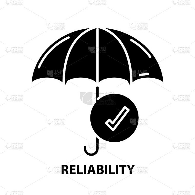 可靠性图标，黑色矢量符号与可编辑的笔触，概念插图