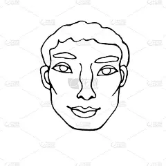 轮廓的脸的人。手绘线条艺术插图。一个男人、女人、男孩、女孩的头，在一个涂鸦的风格，孤立在一个白色的背