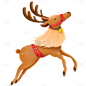 圣诞节扁平肌理贴纸-麋鹿