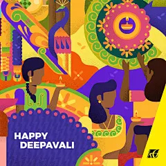 #灵感的诞生# 马来西亚设计师Two Third Theory Creative画了一组「各地人民喜迎新年」的群像，作为金屏电影院的节日贺卡设计每一张都能窥见各地代表性的民俗风情，图形层叠组合，可能这就是甲方喜欢的「饱满」吧！ ​​​​