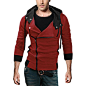 YR Men's Oblique Zipper Hoodie Casual Hooded Fashion Slim Sweatshirt Coat Jacket at Amazon Men’s Clothing store: