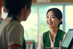 售货员笑脸人物肖像摄影图