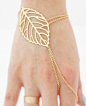 16K Gold Plated Leaf Ring Chain Bracelet@北坤人素材