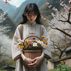 【疯狂的石头】采集到DALL·E 绘画-棉麻素雅风格人物