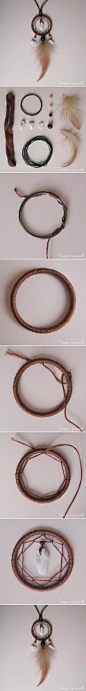 捕夢網項鍊教程，利用小的鐵環，製作小型的捕夢網，當作像鍊的墬飾。