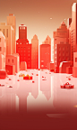 3d holiday illustrative christmas ad, 3d christmas graphics, in the style of minimalist color field, depictions of urban life, moshe safdie, light red and gold, raw materials, rinpa school, virtual and augmented reality