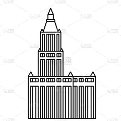 高层摩天楼建筑简约轮廓风格。