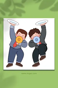 呼吁卡通职员文明餐桌光盘行动勤俭节约插画
