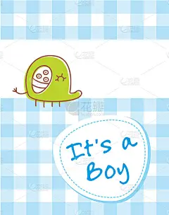 可爱的大象是一个男婴的降生通告卡