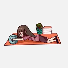 运动健身的女孩手绘插画