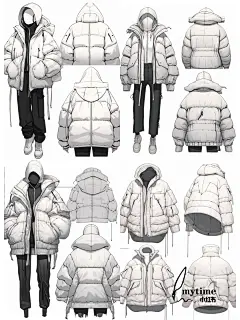 羽绒服款式图ai服装设计｜由midjourney生成