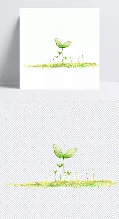 手绘绿色清新春日小草|绿色,清新,春日,卡通元素,手绘/卡通