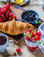 Croissant Bread With Blueberries And Strawberries 