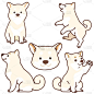 一套轮廓白色柴犬插图